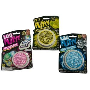 NEW(3) Lab Putty Crystal Clear Pink Glow in Dark LED Scribbler JA-RU‎ Slime LOT